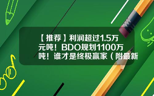 【推荐】利润超过1.5万元吨！BDO规划1100万吨！谁才是终极赢家（附最新项目动态）-东华科技股份有限公司