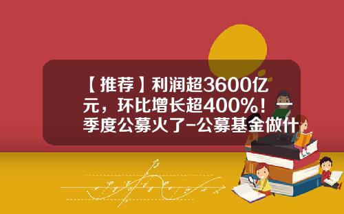 【推荐】利润超3600亿元，环比增长超400%！一季度公募火了-公募基金做什么