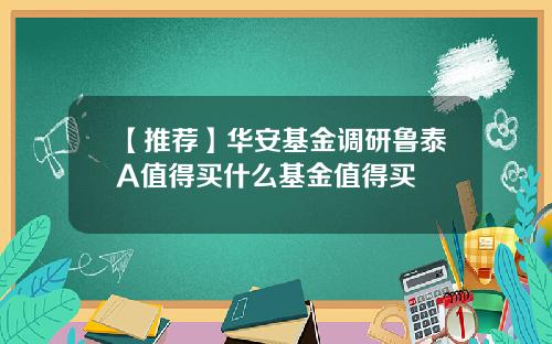 【推荐】华安基金调研鲁泰A值得买什么基金值得买