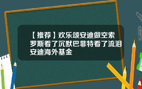 【推荐】欢乐颂安迪做空索罗斯看了沉默巴菲特看了流泪安迪海外基金