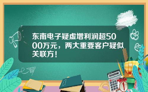 东南电子疑虚增利润超5000万元，两大重要客户疑似关联方！