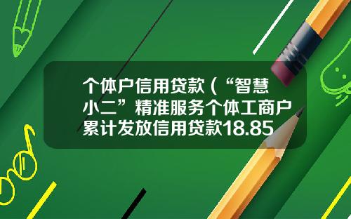 个体户信用贷款 (“智慧小二”精准服务个体工商户 累计发放信用贷款18.85亿元)_1
