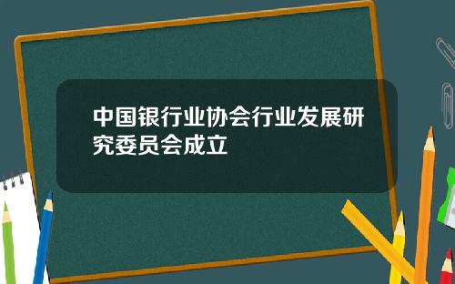 中国银行业协会行业发展研究委员会成立