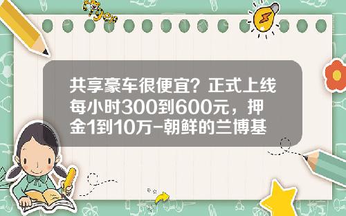 共享豪车很便宜？正式上线每小时300到600元，押金1到10万-朝鲜的兰博基尼多少钱