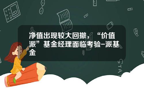净值出现较大回撤，“价值派”基金经理面临考验-派基金