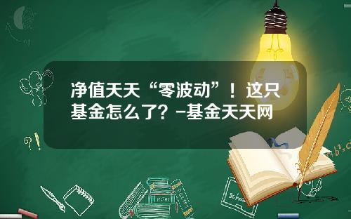 净值天天“零波动”！这只基金怎么了？-基金天天网