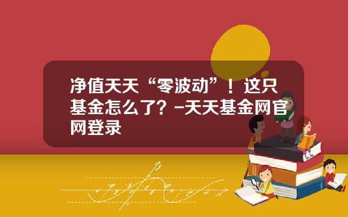 净值天天“零波动”！这只基金怎么了？-天天基金网官网登录