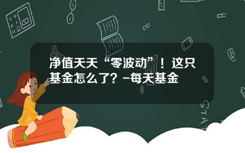 净值天天“零波动”！这只基金怎么了？-每天基金