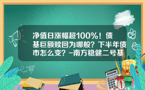 净值日涨幅超100%！债基巨额赎回为哪般？下半年债市怎么变？-南方稳健二号基金净值