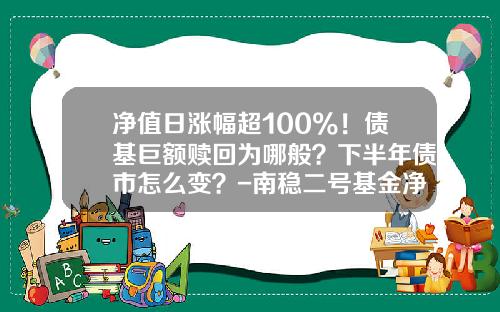 净值日涨幅超100%！债基巨额赎回为哪般？下半年债市怎么变？-南稳二号基金净值查询