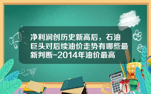 净利润创历史新高后，石油巨头对后续油价走势有哪些最新判断-2014年油价最高是多少美元