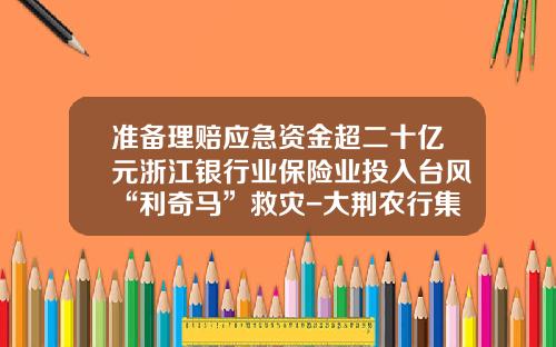 准备理赔应急资金超二十亿元浙江银行业保险业投入台风“利奇马”救灾-大荆农行集体抵押利率多少