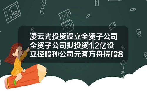 凌云光投资设立全资子公司全资子公司拟投资1.2亿设立控股孙公司元客方舟持股85%-孙公司算直接持股