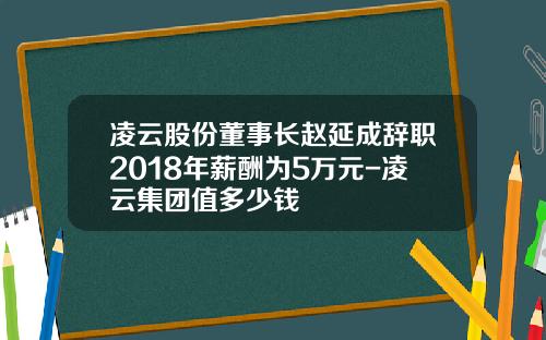 凌云股份董事长赵延成辞职2018年薪酬为5万元-凌云集团值多少钱