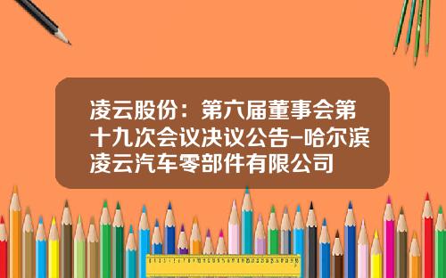 凌云股份：第六届董事会第十九次会议决议公告-哈尔滨凌云汽车零部件有限公司
