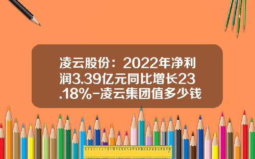 凌云股份：2022年净利润3.39亿元同比增长23.18%-凌云集团值多少钱