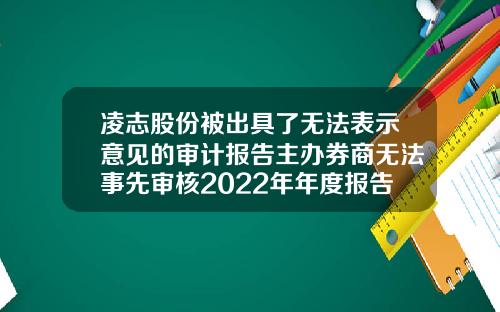 凌志股份被出具了无法表示意见的审计报告主办券商无法事先审核2022年年度报告-国泰君安冻结多少资金