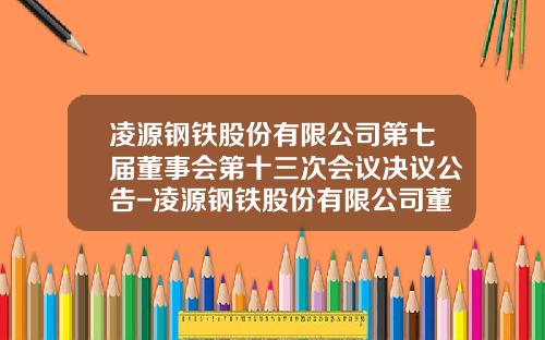 凌源钢铁股份有限公司第七届董事会第十三次会议决议公告-凌源钢铁股份有限公司董事人员