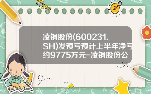凌钢股份(600231.SH)发预亏预计上半年净亏约9775万元-凌钢股份公司