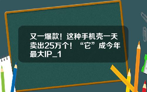 又一爆款！这种手机壳一天卖出25万个！“它”成今年最大IP_1