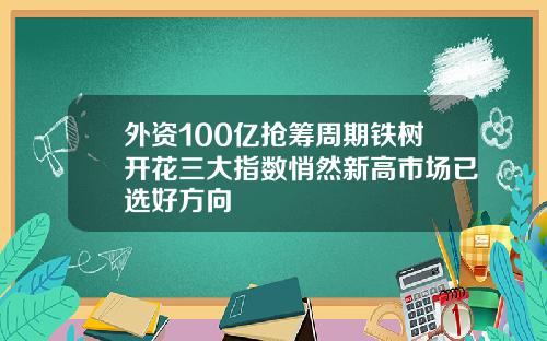 外资100亿抢筹周期铁树开花三大指数悄然新高市场已选好方向
