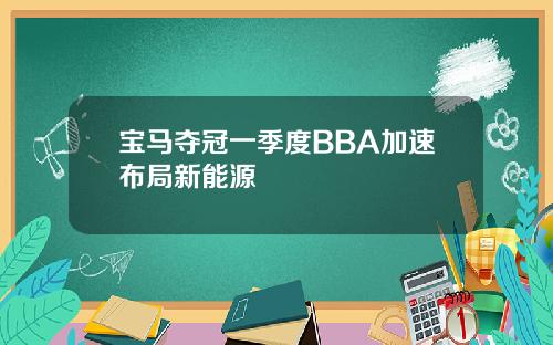 宝马夺冠一季度BBA加速布局新能源