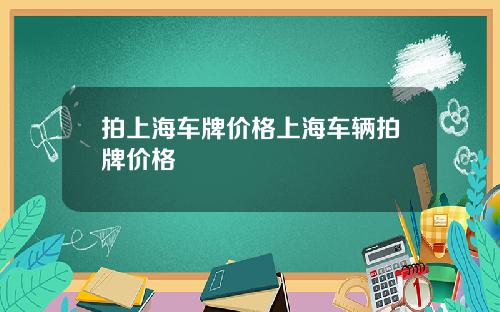 拍上海车牌价格上海车辆拍牌价格