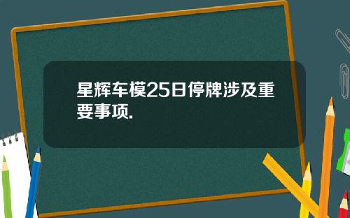 星辉车模25日停牌涉及重要事项.