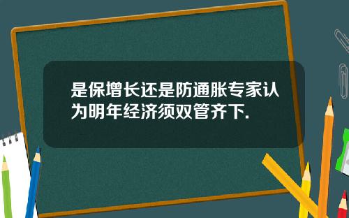 是保增长还是防通胀专家认为明年经济须双管齐下.