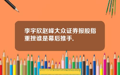 李宇欣赵峰大众证券报股指重挫谁是幕后推手.