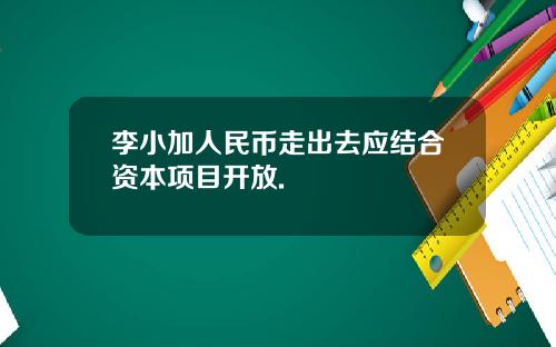 李小加人民币走出去应结合资本项目开放.