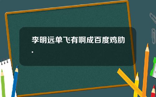 李明远单飞有啊成百度鸡肋.