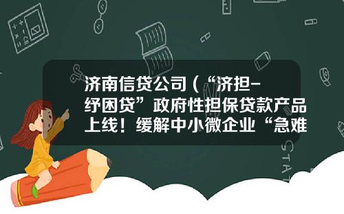 济南信贷公司 (“济担-纾困贷”政府性担保贷款产品上线！缓解中小微企业“急难愁盼”)_1