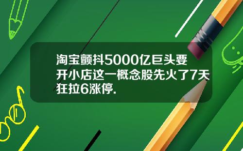 淘宝颤抖5000亿巨头要开小店这一概念股先火了7天狂拉6涨停.