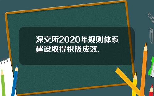 深交所2020年规则体系建设取得积极成效.