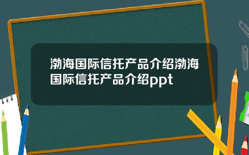 渤海国际信托产品介绍渤海国际信托产品介绍ppt