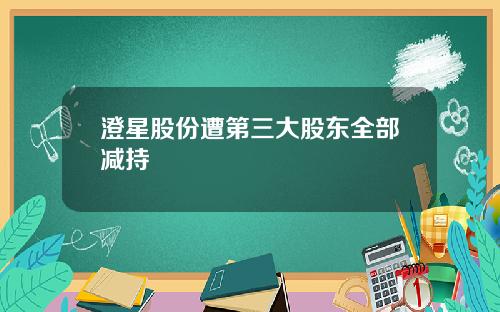 澄星股份遭第三大股东全部减持