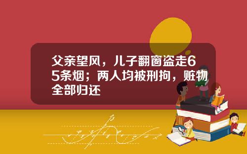 父亲望风，儿子翻窗盗走65条烟；两人均被刑拘，赃物全部归还