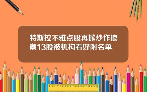 特斯拉不雅点股再掀炒作浪潮13股被机构看好附名单