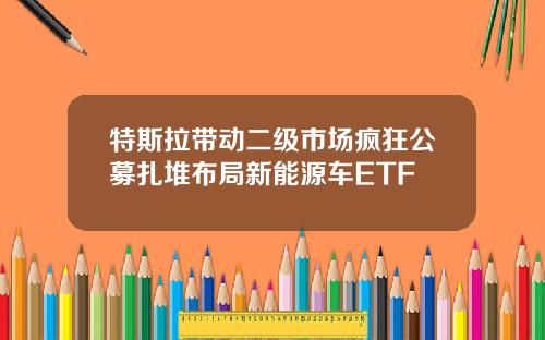 特斯拉带动二级市场疯狂公募扎堆布局新能源车ETF