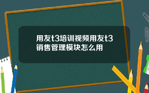 用友t3培训视频用友t3销售管理模块怎么用