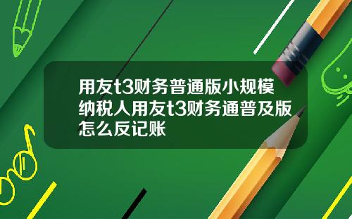 用友t3财务普通版小规模纳税人用友t3财务通普及版怎么反记账