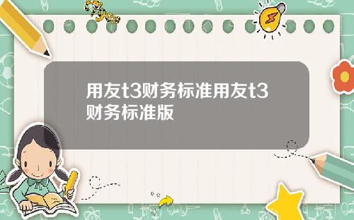 用友t3财务标准用友t3财务标准版