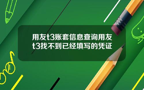 用友t3账套信息查询用友t3找不到已经填写的凭证
