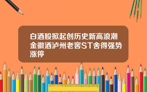 白酒股掀起创历史新高浪潮金徽酒泸州老窖ST舍得强势涨停