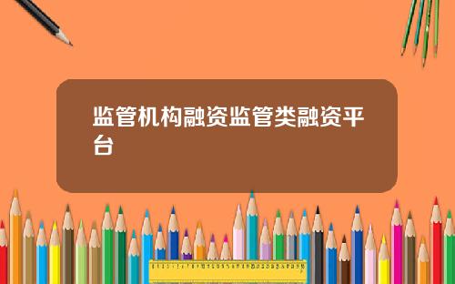 监管机构融资监管类融资平台
