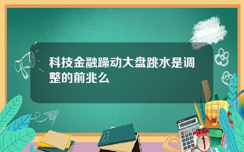 科技金融躁动大盘跳水是调整的前兆么