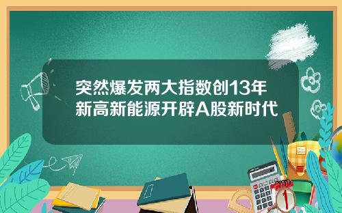 突然爆发两大指数创13年新高新能源开辟A股新时代
