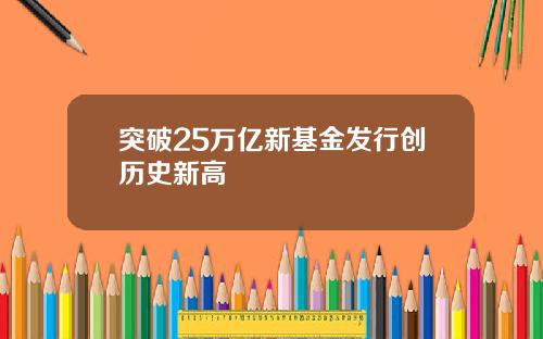 突破25万亿新基金发行创历史新高