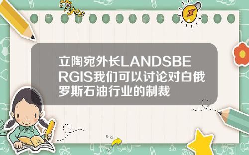 立陶宛外长LANDSBERGIS我们可以讨论对白俄罗斯石油行业的制裁